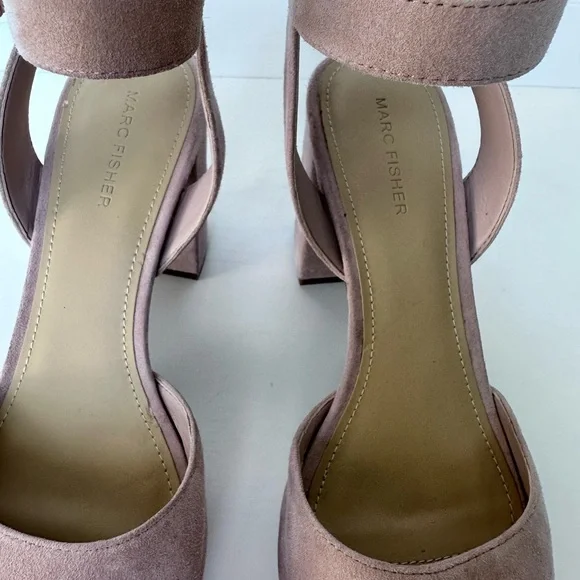 Marc Fisher Meliza Platform Block Heel Sandal Suede Blush Pink - Size 9 - Picture 7 of 10